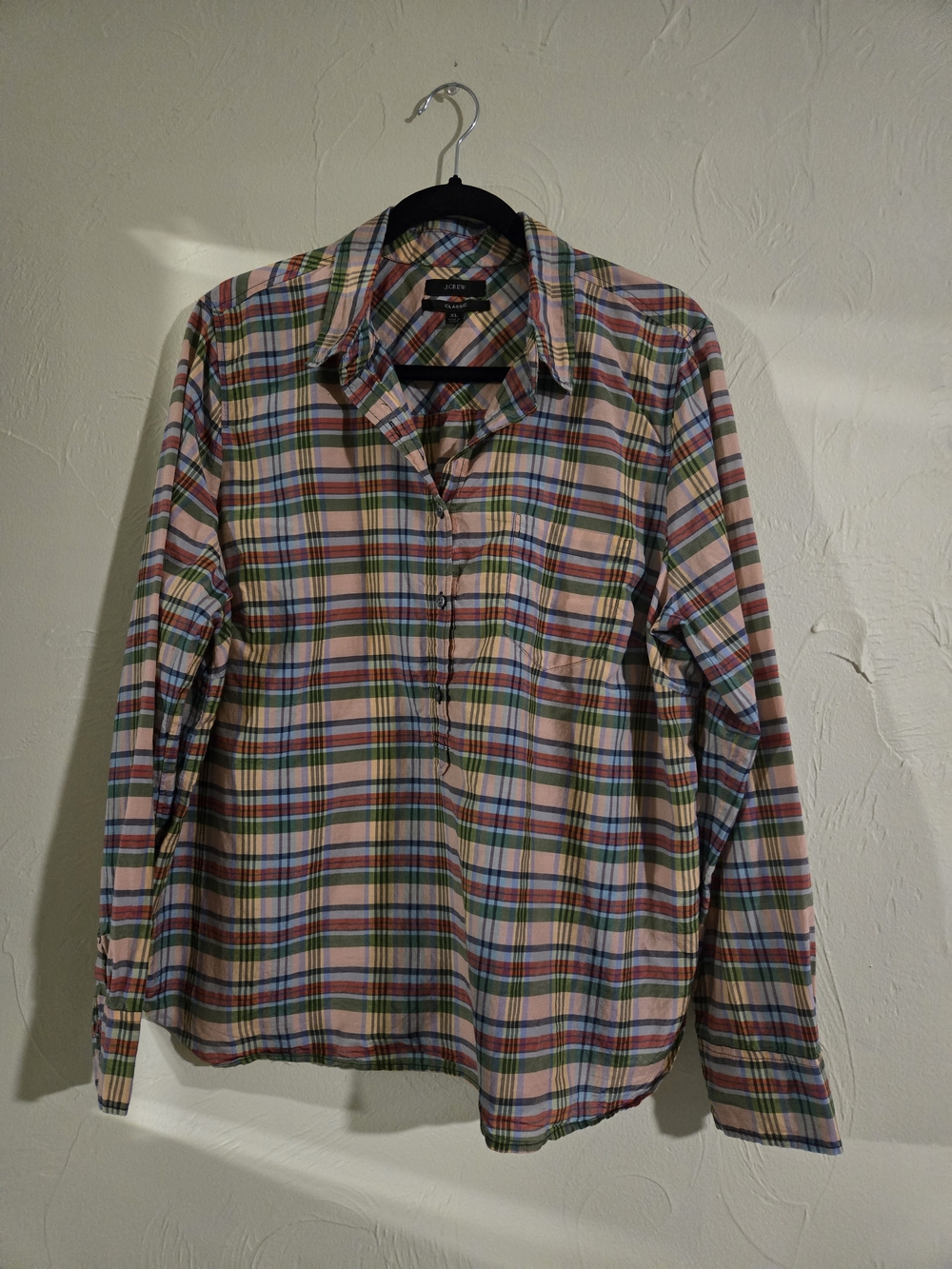 J.Crew Classic Fit Plaid Button-Down Shirt Multicolor XL, Silk/ Cotton Blend